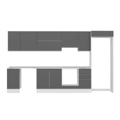 Alvinka 370X222 Cm High Gloss Mutfak Dolabı Mb-E80S45S45-1 High Gloss | Antrasit - Suntalam