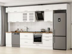Alvinka 395X240 Cm Klasik Mebran Mutfak Dolabı Beyaz Beyaz Mb-E90S45S60-3