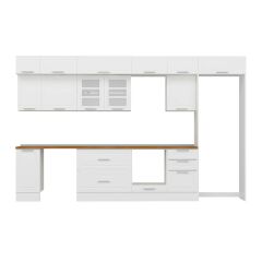 Alvinka 380X240 Cm Klasik Mebran Mutfak Dolabı Beyaz Beyaz Mb-E90S40S50-3 Mebran | Beyaz - Suntalam