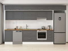 Alvinka 380X240 Cm Klasik Mebran Mutfak Dolabı Beyaz Beyaz Mb-E90S50S40-1