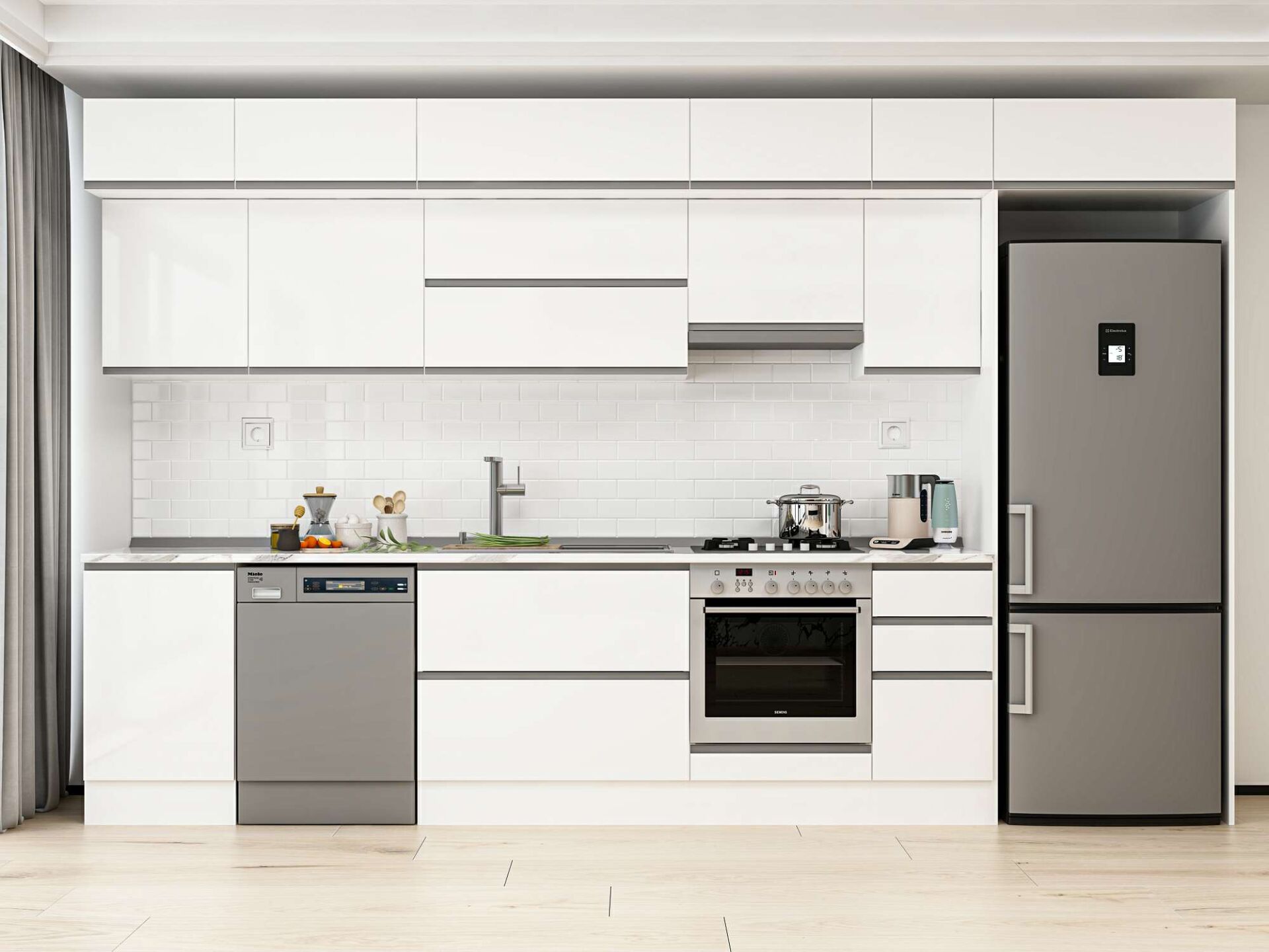Alvinka 370X240 Cm High Gloss Mutfak Dolabı Mb-E80S50S40-1