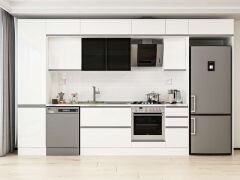 Alvinka 370X240 Cm High Gloss Mutfak Dolabı Mbb-E80B50S40-3 High Gloss | Beyaz - Suntalam