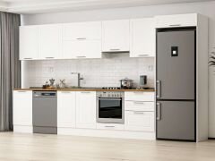 Alvinka 400X222 Cm Klasik Mebran Mutfak Dolabı Mb-E90S50S60-1 Mebran | Beyaz - Mdf