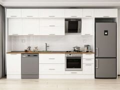 Alvinka 380X240 Cm Klasik Mebran Mutfak Dolabı Beyaz Beyaz Mb-E90S50S40-2