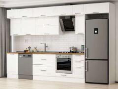 Alvinka 380X240 Cm Klasik Mebran Mutfak Dolabı Beyaz Beyaz Mb-E90S50S40-2