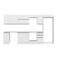 Alvinka 370X222 Cm High Gloss Mutfak Dolabı Mb-E80S45S45-2 High Gloss | Beyaz - Mdf