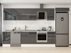 Alvinka 370X222 Cm High Gloss Mutfak Dolabı Mb-E80S45S45-2 High Gloss | Antrasit - Suntalam