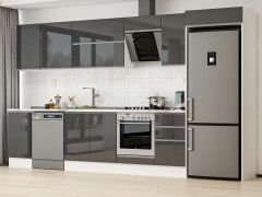 Alvinka 370X222 Cm High Gloss Mutfak Dolabı Mb-E80S45S45-2 High Gloss | Antrasit - Suntalam