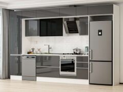 Alvinka 370X240 Cm High Gloss Mutfak Dolabı Mbb-E80B50S40-3 High Gloss | Antrasit - Suntalam