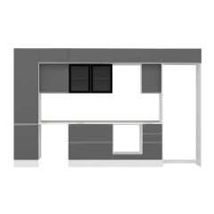 Alvinka 370X240 Cm High Gloss Mutfak Dolabı Mbb-E80B50S40-3 High Gloss | Antrasit - Suntalam