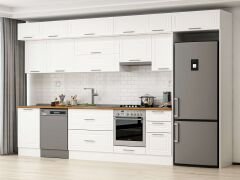 Alvinka 385X240 Cm Klasik Mebran Mutfak Dolabı Beyaz Beyaz Mb-E90S50S45-1