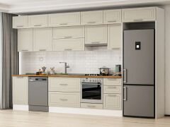 Alvinka 385X240 Cm Klasik Mebran Mutfak Dolabı Beyaz Beyaz Mb-E90S50S45-1