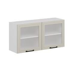 Alvinka Mutfak Modül Mbr_A Üst 2Dk1R 120-H60Cm Dolap Cam Beyaz Kumtaşı Mdf