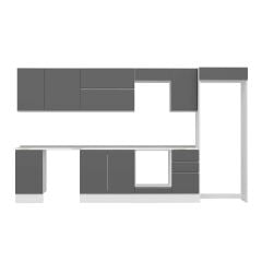 Alvinka 370X222 Cm High Gloss Mutfak Dolabı Mb-E80S45S45-2 High Gloss | Antrasit - Mdf