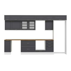 Alvinka 380X240 Cm Klasik Mebran Mutfak Dolabı Beyaz Beyaz Mb-E90S40S50-3 Mebran | Antrasit - Mdf