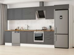 Alvinka 400X222 Cm Klasik Mebran Mutfak Dolabı Mb-E90S50S60-2 Mebran | Antrasit - Suntalam