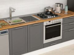 Alvinka 310X210 Cm Klasik Mebran Mutfak Dolabı Mb-E90B40S60-3 Mebran | Antrasit - Mdf