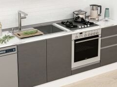 Alvinka 370X222 Cm High Gloss Mutfak Dolabı Mb-E80S45S45-3 High Gloss | Antrasit - Suntalam