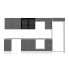 Alvinka 370X222 Cm High Gloss Mutfak Dolabı Mb-E80S45S45-3 High Gloss | Antrasit - Suntalam