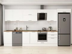 Alvinka 400X222 Cm Klasik Mebran Mutfak Dolabı Mb-E90S50S60-2 Mebran | Beyaz - Mdf