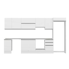 Alvinka 375X222 Cm High Gloss Mutfak Dolabı Mb-E80S45S50-1 High Gloss | Beyaz - Suntalam