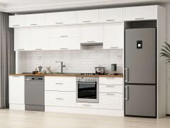Alvinka 400X240 Cm Klasik Mebran Mutfak Dolabı Beyaz Beyaz Mb-E90S50S60-1