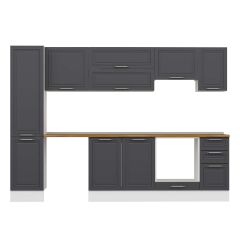 Alvinka 295X210 Cm Klasik Mebran Mutfak Dolabı Mb-E90B45S40-1 Mebran | Antrasit - Suntalam