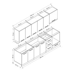 Minar 285 Cm Mutfak Dolabı Beyaz Antrasit 285-A8