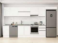 Alvinka 375X222 Cm High Gloss Mutfak Dolabı Mb-E80S45S50-1 High Gloss | Beyaz - Mdf