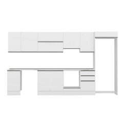 Alvinka 375X222 Cm High Gloss Mutfak Dolabı Mb-E80S45S50-1 High Gloss | Beyaz - Mdf