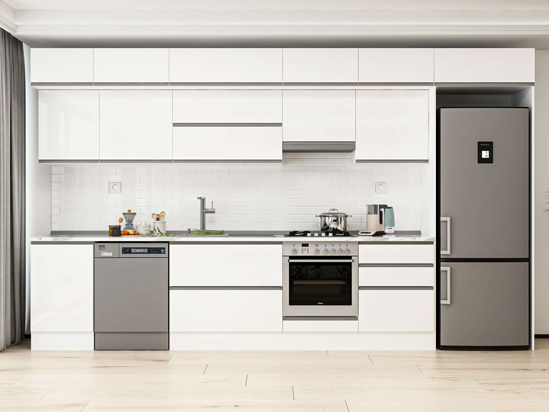 Alvinka 390X240 Cm High Gloss Mutfak Dolabı Mb-E80S50S60-1