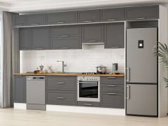 Alvinka 390X240 Cm Klasik Mebran Mutfak Dolabı Beyaz Beyaz Mb-E90S40S60-1 Mebran | Antrasit - Mdf