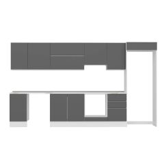 Alvinka 375X222 Cm High Gloss Mutfak Dolabı Mb-E80S45S50-1 High Gloss | Antrasit - Suntalam