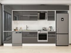 Alvinka 375X240 Cm High Gloss Mutfak Dolabı Mbb-E80B50S45-2 High Gloss | Antrasit - Suntalam