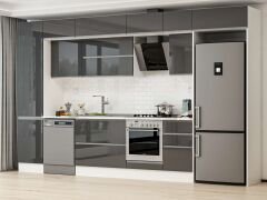 Alvinka 375X240 Cm High Gloss Mutfak Dolabı Mbb-E80B50S45-2 High Gloss | Antrasit - Suntalam