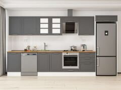 Alvinka 400X222 Cm Klasik Mebran Mutfak Dolabı Mb-E90S50S60-3 Mebran | Antrasit - Suntalam