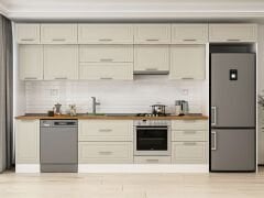 Alvinka 390X240 Cm Klasik Mebran Mutfak Dolabı Beyaz Beyaz Mb-E90S40S60-1 Mebran | Kumtaşı - Mdf