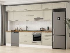 Alvinka 390X240 Cm Klasik Mebran Mutfak Dolabı Beyaz Beyaz Mb-E90S40S60-1 Mebran | Kumtaşı - Mdf