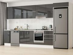 Alvinka 375X222 Cm High Gloss Mutfak Dolabı Mb-E80S45S50-1 High Gloss | Antrasit - Mdf