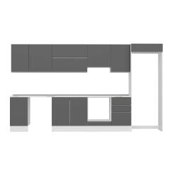 Alvinka 375X222 Cm High Gloss Mutfak Dolabı Mb-E80S45S50-1 High Gloss | Antrasit - Mdf