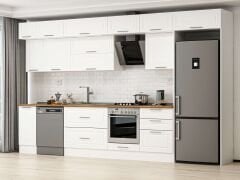 Alvinka 390X240 Cm Klasik Mebran Mutfak Dolabı Beyaz Beyaz Mb-E90S40S60-2 Mebran | Beyaz - Suntalam