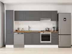 Alvinka 295X210 Cm Klasik Mebran Mutfak Dolabı Mb-E90B45S40-1 Mebran | Antrasit - Mdf