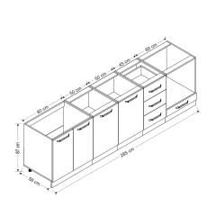 Minar 285 Cm Mutfak Dolabı Beyaz Dore 285-D3