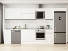 Alvinka 375X222 Cm High Gloss Mutfak Dolabı Mb-E80S45S50-2 High Gloss | Beyaz - Suntalam