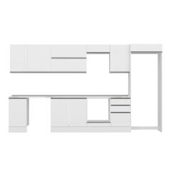 Alvinka 375X222 Cm High Gloss Mutfak Dolabı Mb-E80S45S50-2 High Gloss | Beyaz - Suntalam