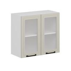 Alvinka Mutfak Modül Mbr_A Üst 2Dk1R 80-H72Cm Dolap Cam Beyaz Kumtaşı Mdf