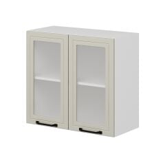 Alvinka Mutfak Modül Mbr_A Üst 2Dk1R 80-H72Cm Dolap Cam Beyaz Kumtaşı Mdf