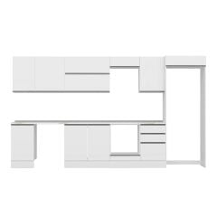 Alvinka 375X222 Cm High Gloss Mutfak Dolabı Mb-E80S45S50-2 High Gloss | Beyaz - Mdf