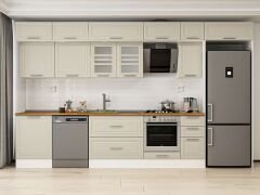 Alvinka 390X240 Cm Klasik Mebran Mutfak Dolabı Beyaz Beyaz Mb-E90S60S40-3