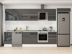 Alvinka 375X222 Cm High Gloss Mutfak Dolabı Mb-E80S45S50-2 High Gloss | Antrasit - Suntalam